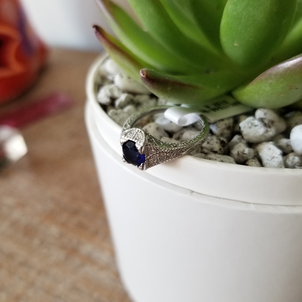 💙Art Deco Vintage Sterling Silver Sapphire Ring💙 - Picture 5 of 8